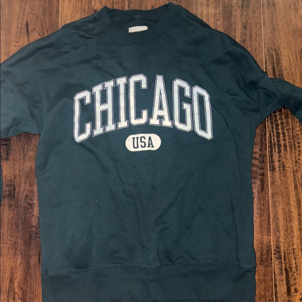 Abercrombie Green Chicago USA Crewneck Sweatshirt